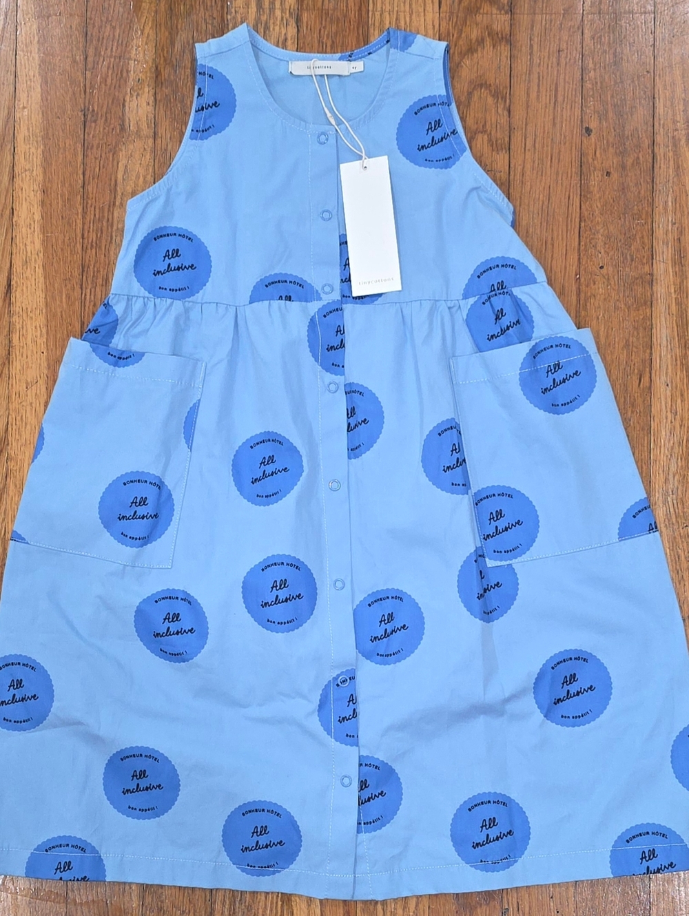 Tiny Cottons All Inclusive Light Blue Sleeveless Kids Casual Dress Size 4Y